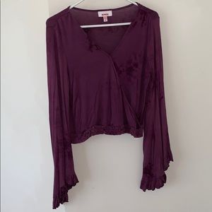 Purple V Neck Flowy Top